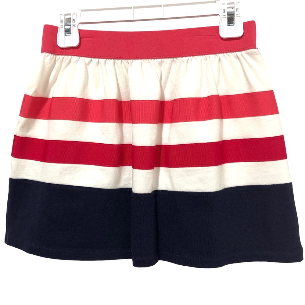 GYMBOREE Skirt Size 7 Navy Blue White Pink A-Line Cotton Elastic Waist